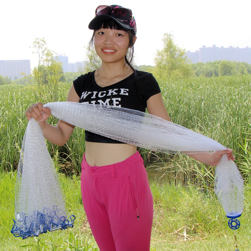 Lawaia Hand Throw Fishing Net Metal Pendant Monofilament Nylon Fishing Network Small Mesh Fishing Tackle