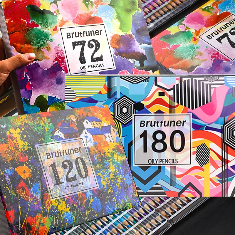 

Brutfuner 48/72/80/120/160/180 Colors Professional Oily Colored Pencils Wooden Art Drawing Sketch Lapis de cor Colored Pencils
