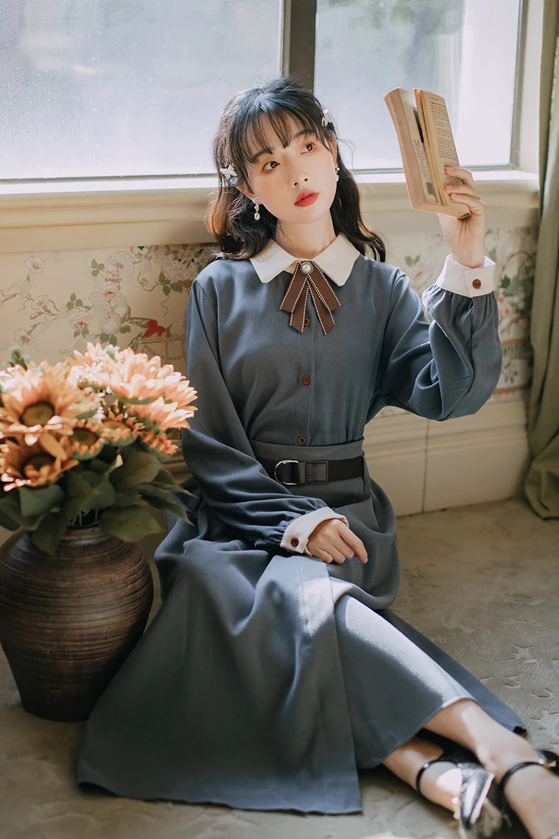 

COIGARSAM French Style Full Sleeve Shirt Womens tops Spring Office Lady Vintage Solid Women shirts Red Blue Apricot 5726