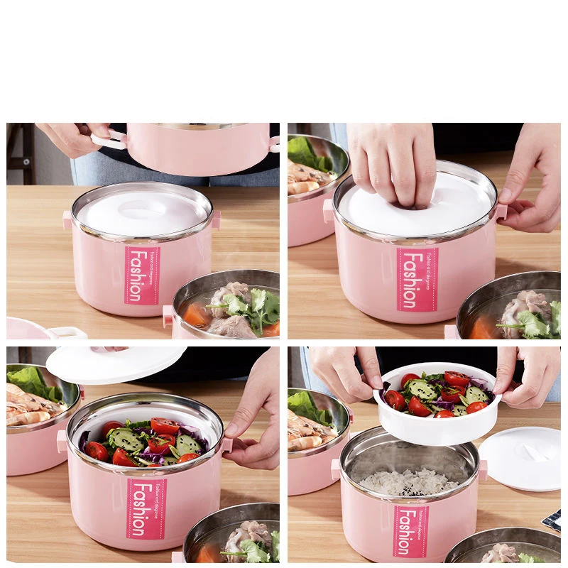 

Heightened Large Capacity Lunch Box Multi-layer Stainless Steel Three-layer Insulation Lunch Box Student Lunch Box Office Worker