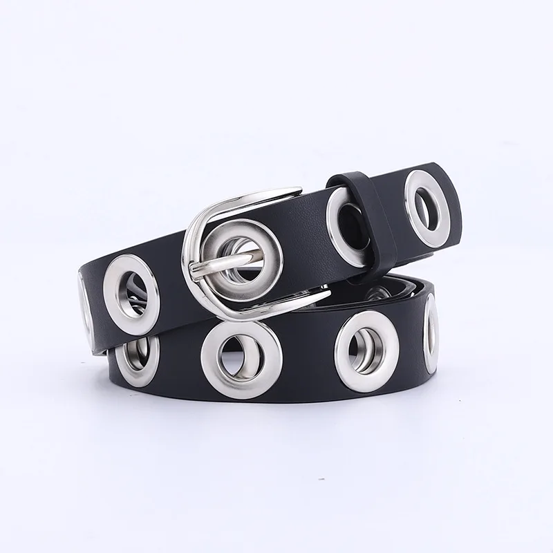 

Fashion Chain Belt for Teenage student women punk style pu leather waistband for jeans silver rivet