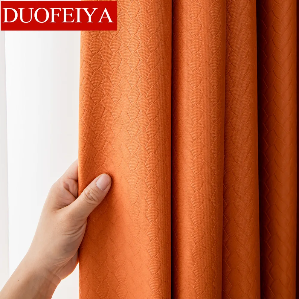 

Luxury Brand New Orange Blackout Window Curtains for Bedroom Treatment Living Room Blinds Ready Made Drapers Shading Kitchen