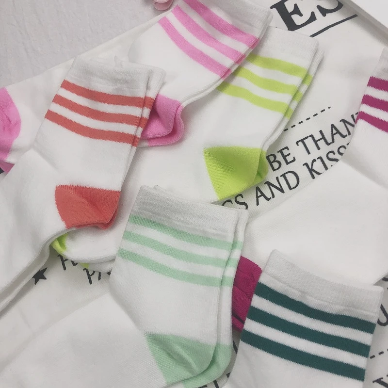 Женские повседневные носки в стиле Харадзюку удобные хлопковые полоску для