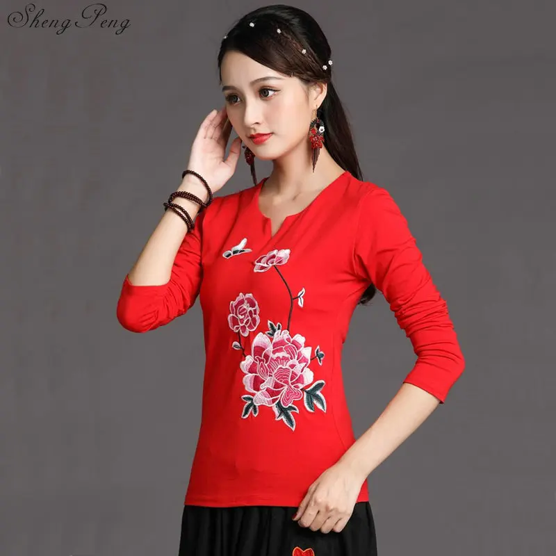 Традиционная китайская блузка рубашка топы для женщин воротник Мандарин