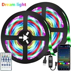 Светодиодная лента WS2812B, 1-30 м, 5050, 5 В, RGB, Bluetooth, управление, USB, гибкая Диодная лента для украшения комнаты, подсветки телевизора