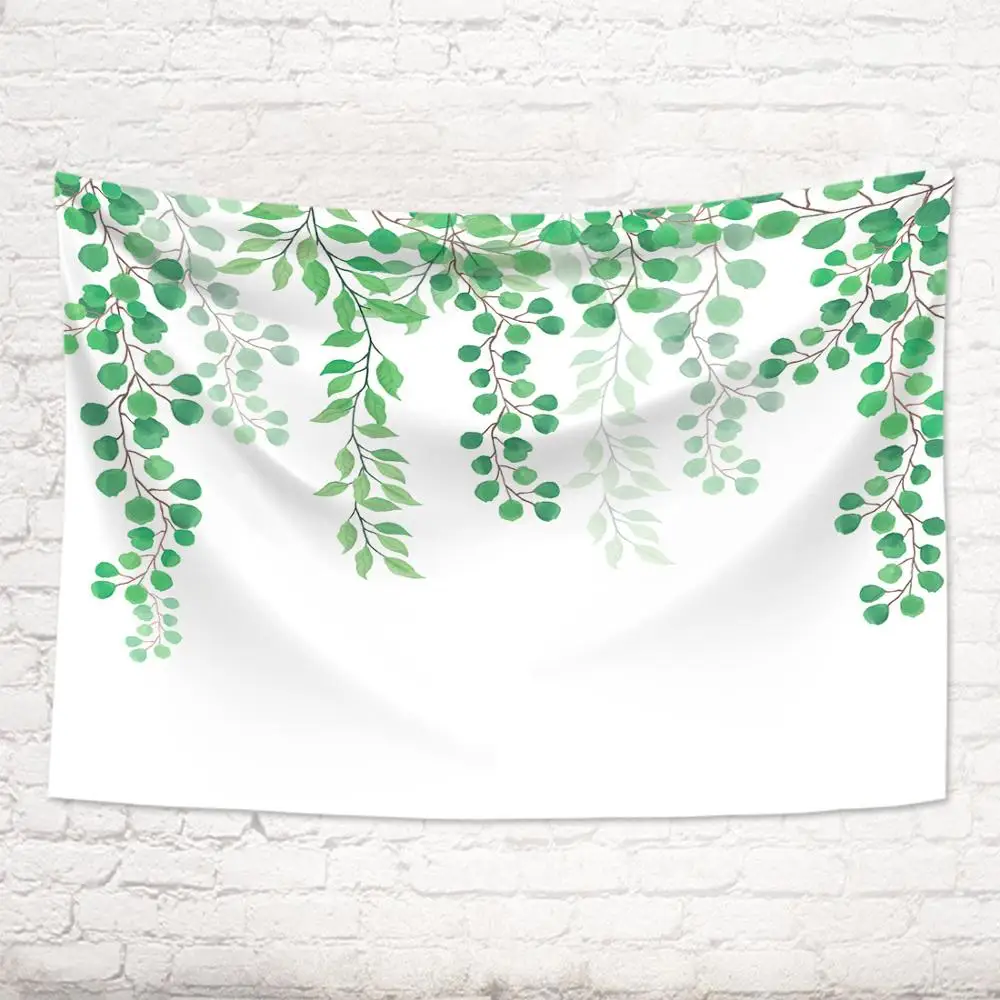 

Spring Scenery Wall Hanging Tapestry Green Plant Pattern Blanket Simple Rectangle Tapestries Wall Hanging Decors Leaves Blankets