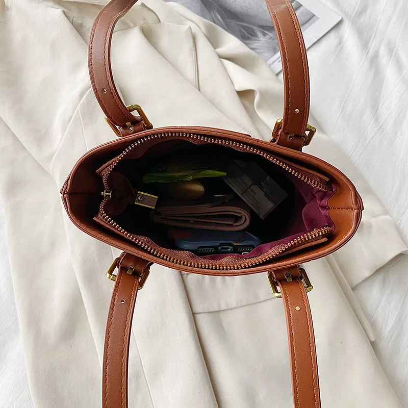 

Vintage Stone Pattern Bucket Bag Women Handbag Sac De Luxe Femme Quality Pu Leather Tote Bags Lady's Small Shopper Shoulder Bag