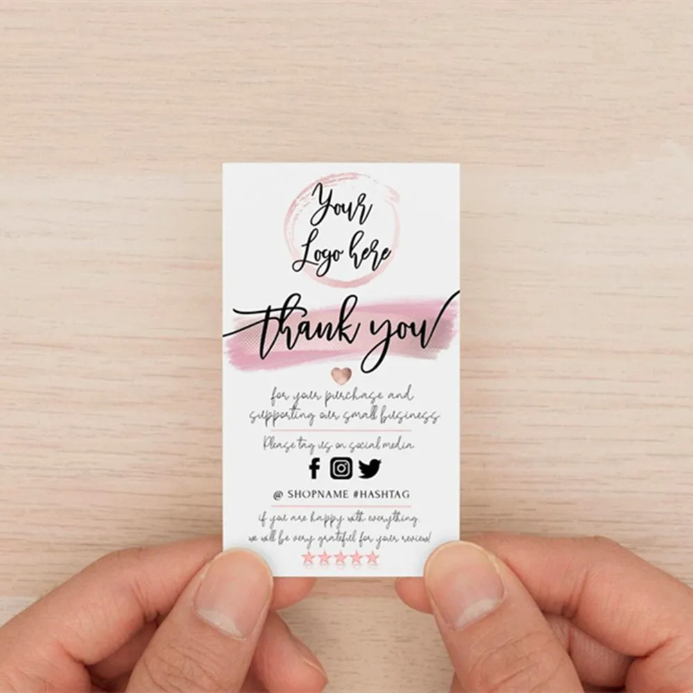 

Personalize ADD YOUR LOGO ,Printable Small Business Insert card, Rose Gold Shop Packaging Card ,custom Text Social Media Card