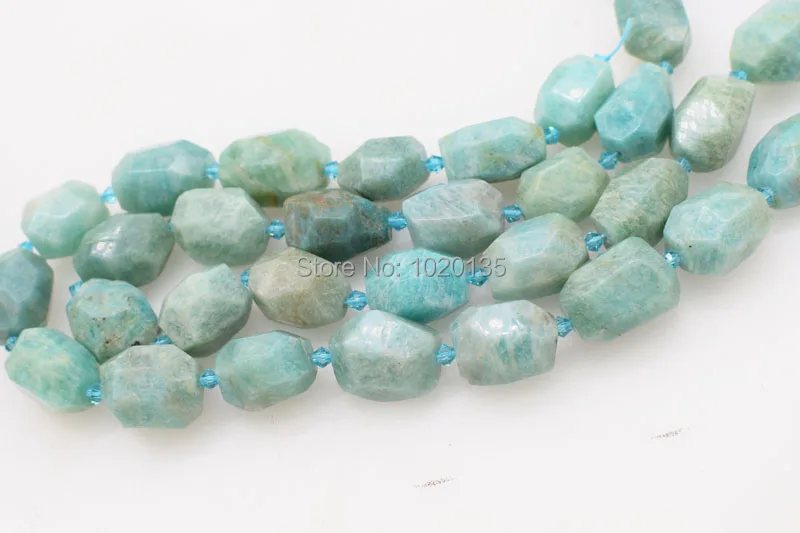 

loose beads Amazonite green baroque FACETED 15*20MM nature for making jewelry necklace 14inch FPPJ wholesale
