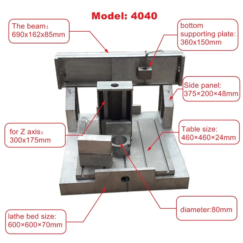 

CNC aluminum frame kit 400mm*400mm DIY CNC Suitable For CNC Router 4040 2.2KW Spindle fixture 80mm cnc milling frame