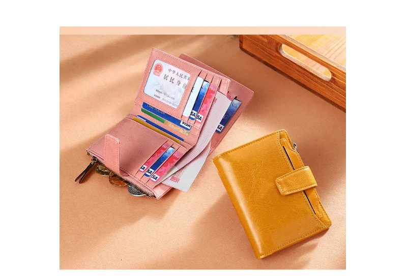 Genuine Leather Womens Wallets And Purses Coin Purse Girl Short Clutch Bags Card Holder Small Purses Carteira Feminina