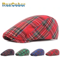 roxcober wholesale women plaid berets hat breathable color newsboy caps gatsby hats driving cabbie cap peaky blinder hat