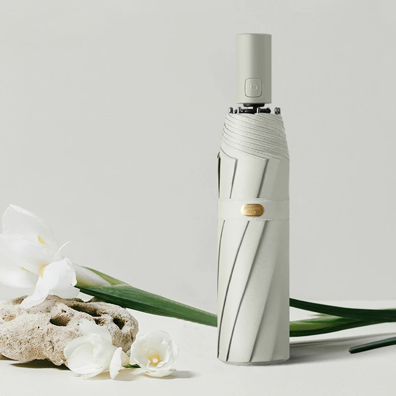 

New Automatic Rain Umbrella Women Windproof 8 Ribs Simple Colors Sun Umbrella Men Business Golf Umbrellas Anti UV Parasol UPF50+