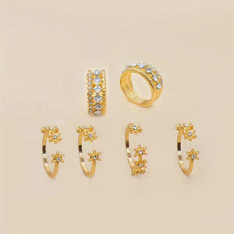 Комплект модных женских колец 6 шт./компл. золотистого цвета звезда кристалл