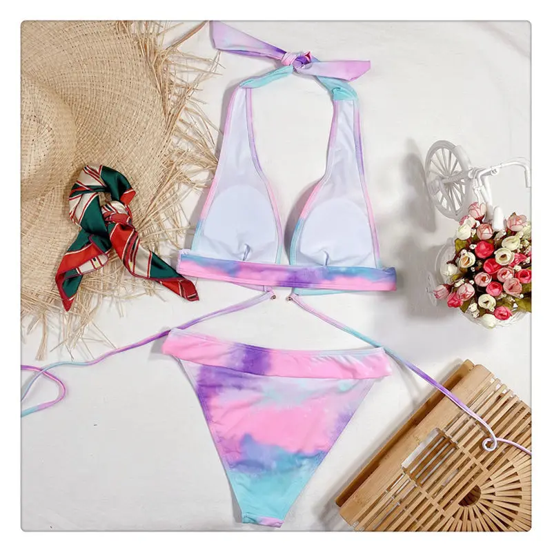 

2021 Summer New Sexy Two Piece Women Print Bikini Swimsuit Swimwear Bra Beach