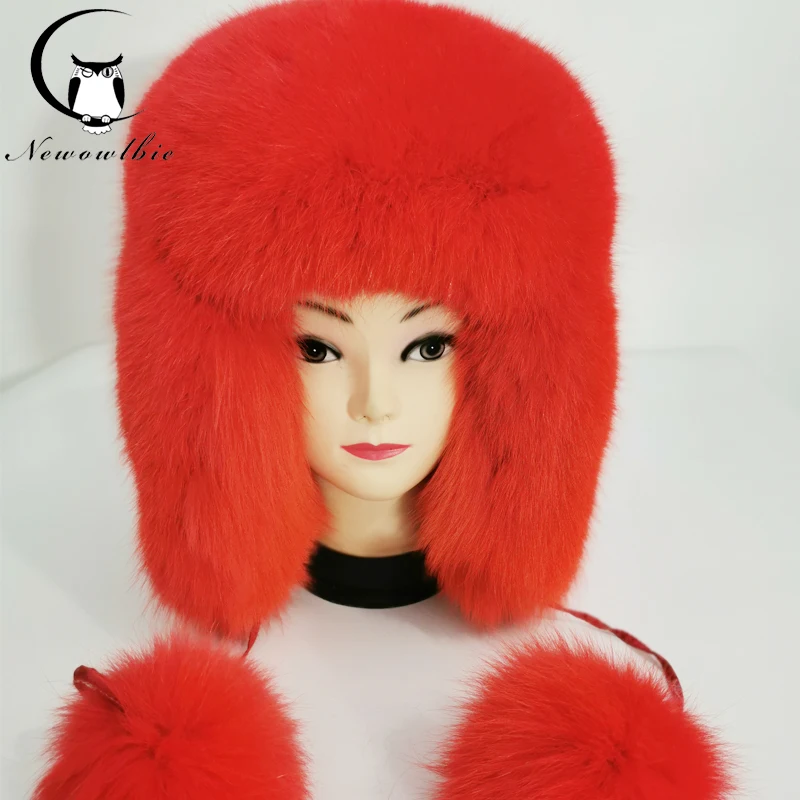 new 7 Color women Fur Hat Siberian Style Fur Hat fox hat Full Ushanka Hat for middle-aged cotton cap Lei Feng hat Winter hat