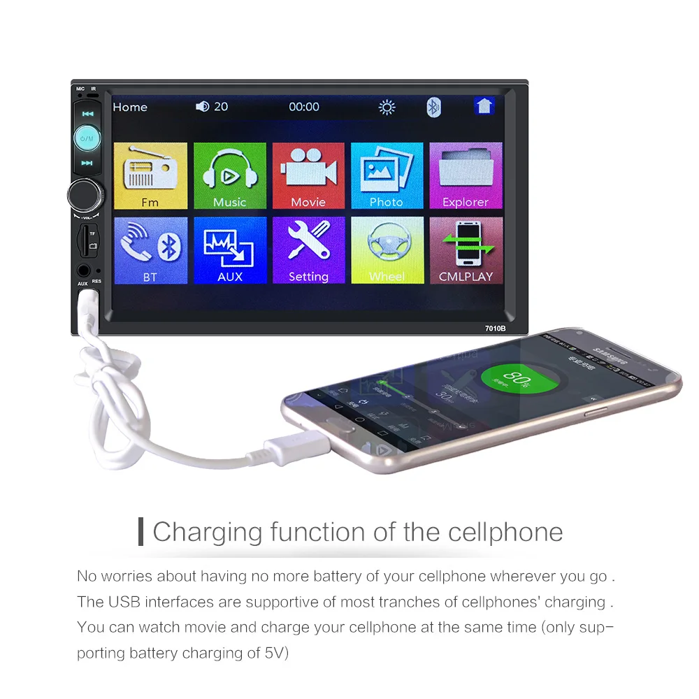 Автомагнитола 2 Din Автомобильный видеорегистратор задняя фронтальная камера 7