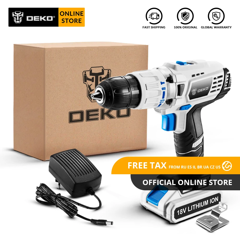 

Original DEKO GCD18DU3 18V Impact Cordless Drill Electric Screwdriver Lithium-Ion Mini Power Driver Variable Speed Standard Set