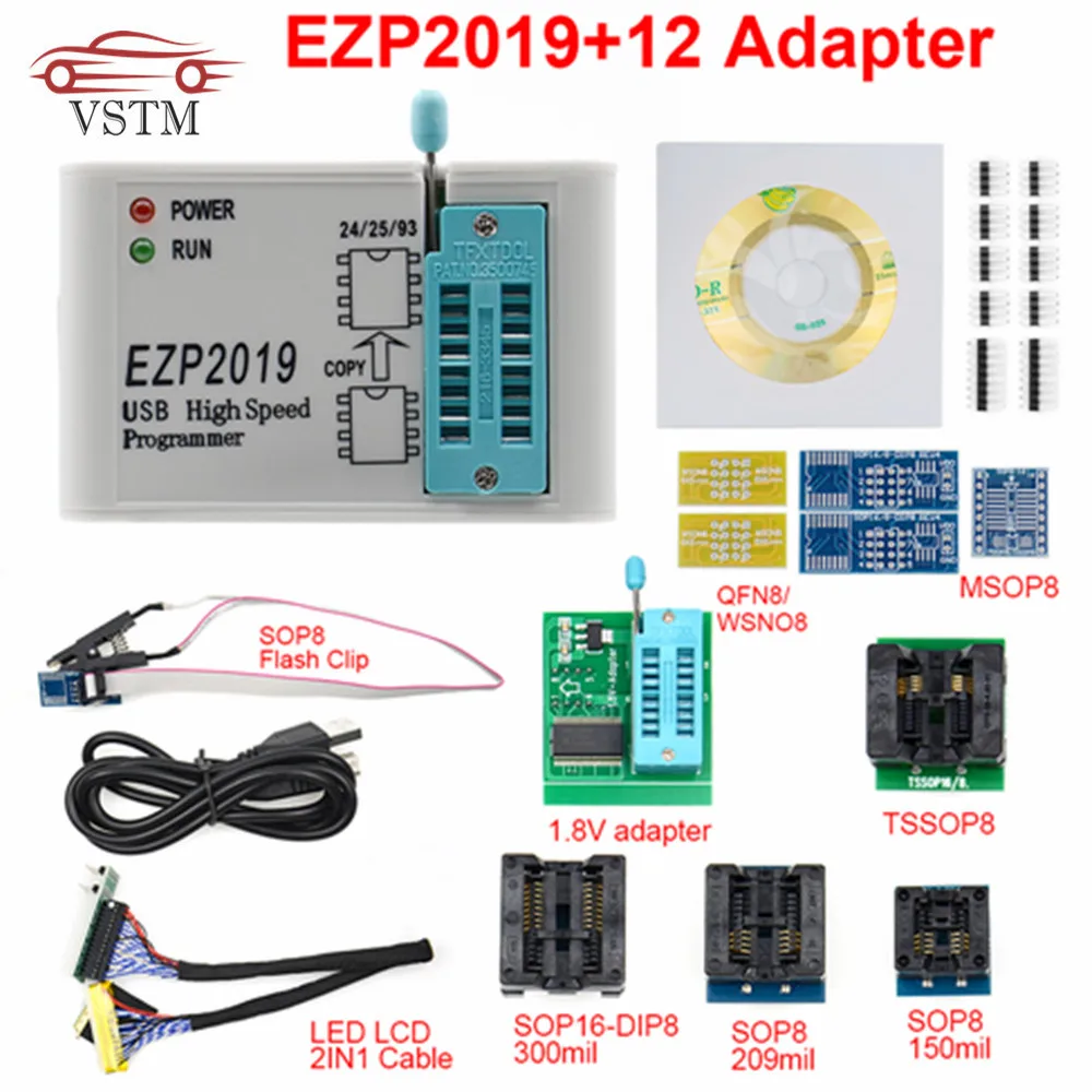 Новейший высокоскоростной USB-программатор SPI EZP2019 2019 + 12 адаптеров Поддержка 24 25 | Программаторы с автоповтором -4000205671291