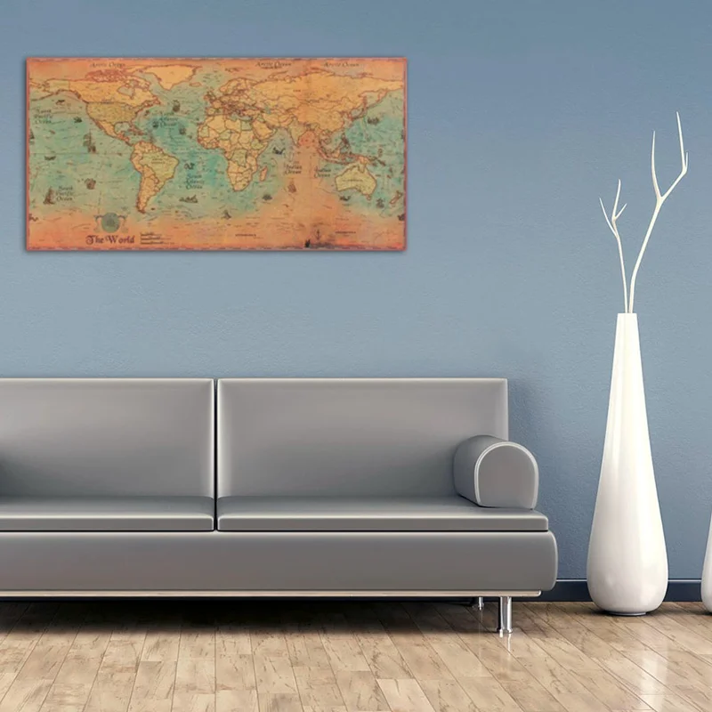 Морской океан карта мира ретро старый арт Бумага картина домашний декор Стикеры