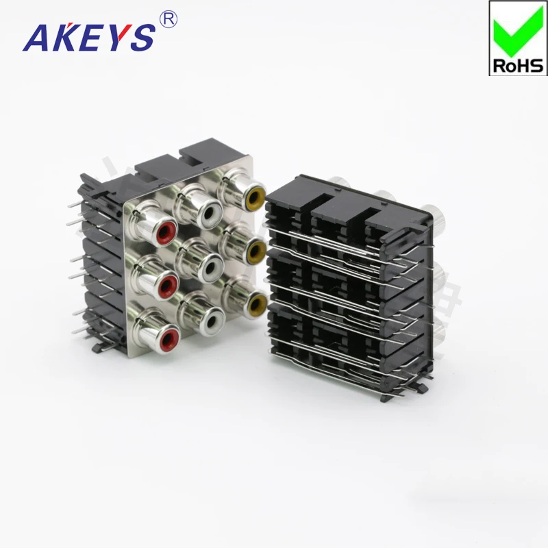 3 pcs AV coaxial socket 18-foot RCA seat 9-hole PCB welded audio video Lotus Block AV9-8 .4 -16 PB | Обустройство дома