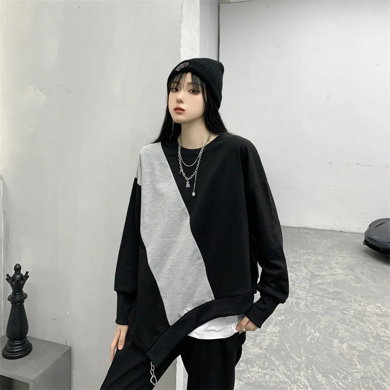 Женский свитшот в стиле Харадзюку Новинка осени 2021 винтажные Асимметричные