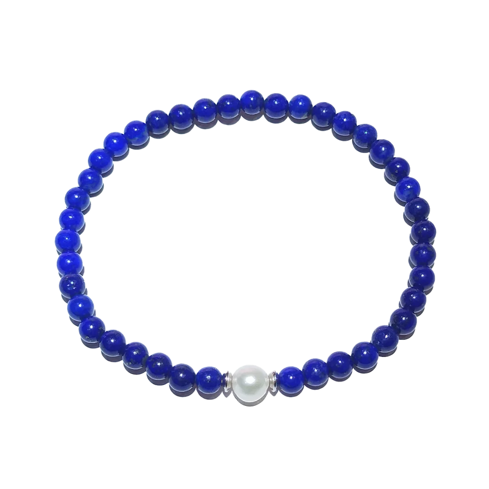 LiiJi уникальный растягивающийся браслет для йоги лазурит жемчуг Braclet Стерлинговое