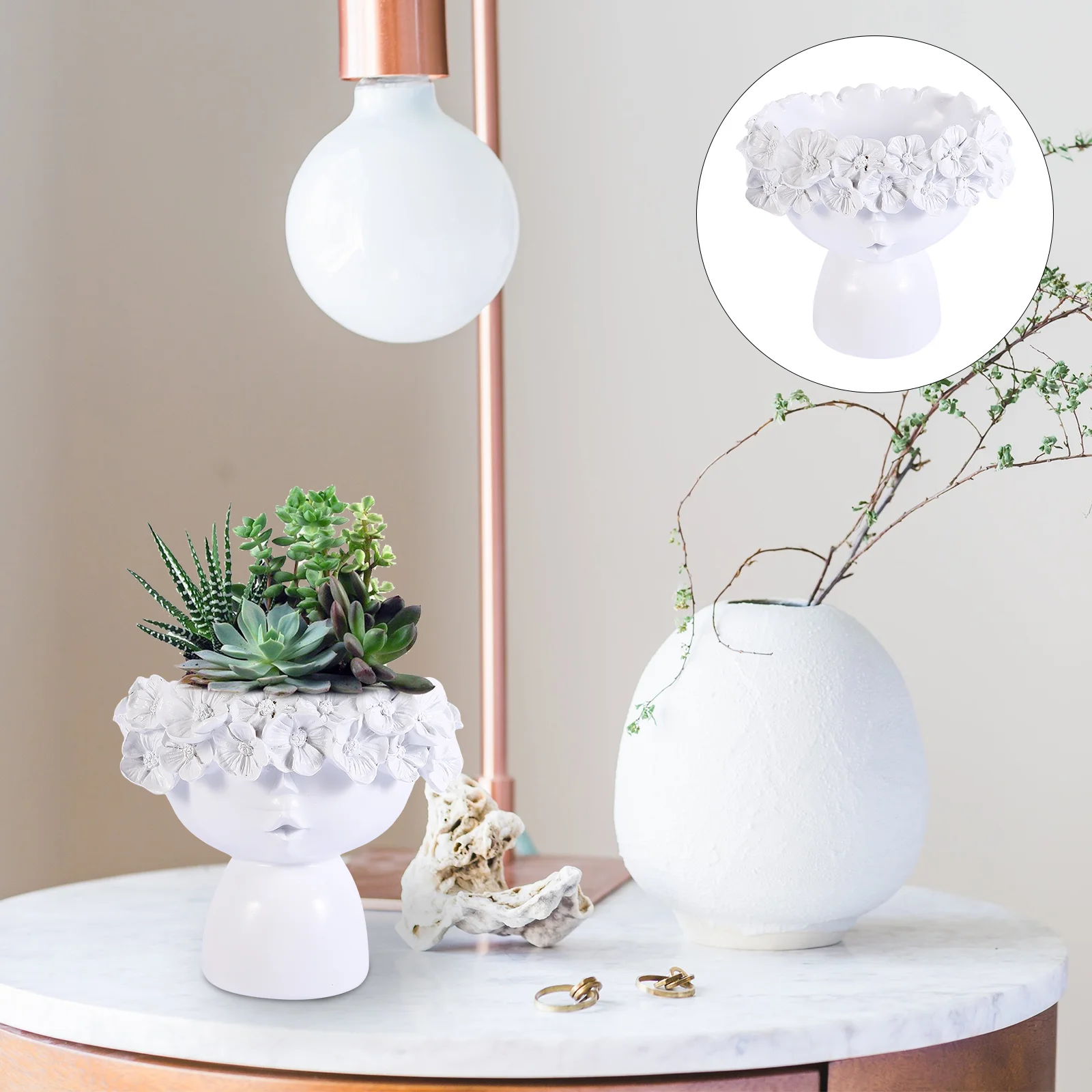 

1Pc Decorative Flowerpot Garden Succulent Pot Human Body Shaped Adornment White