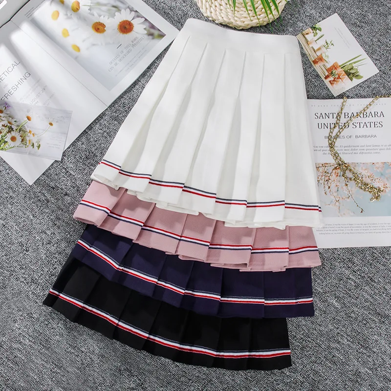 

Harajuku Skirt Korean Skirt Women's Basic Versatile Stretchy Flared Casual Mini Skater Skirt Pink Skirt Unif Pleated Skirt