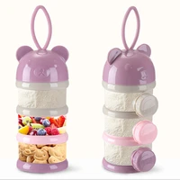 3 or 4 layers bear style portable baby food storage box essential cereal cartoon infant milk powder box toddle snacks container