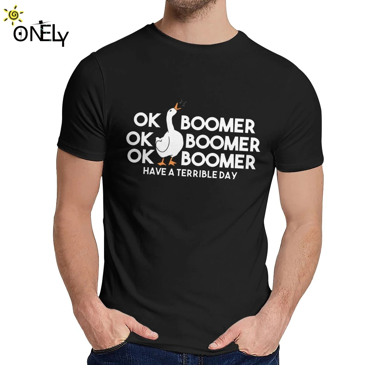 Повседневная мужская футболка без названия Гусь Ok Boomer Премиум Чистый хлопок