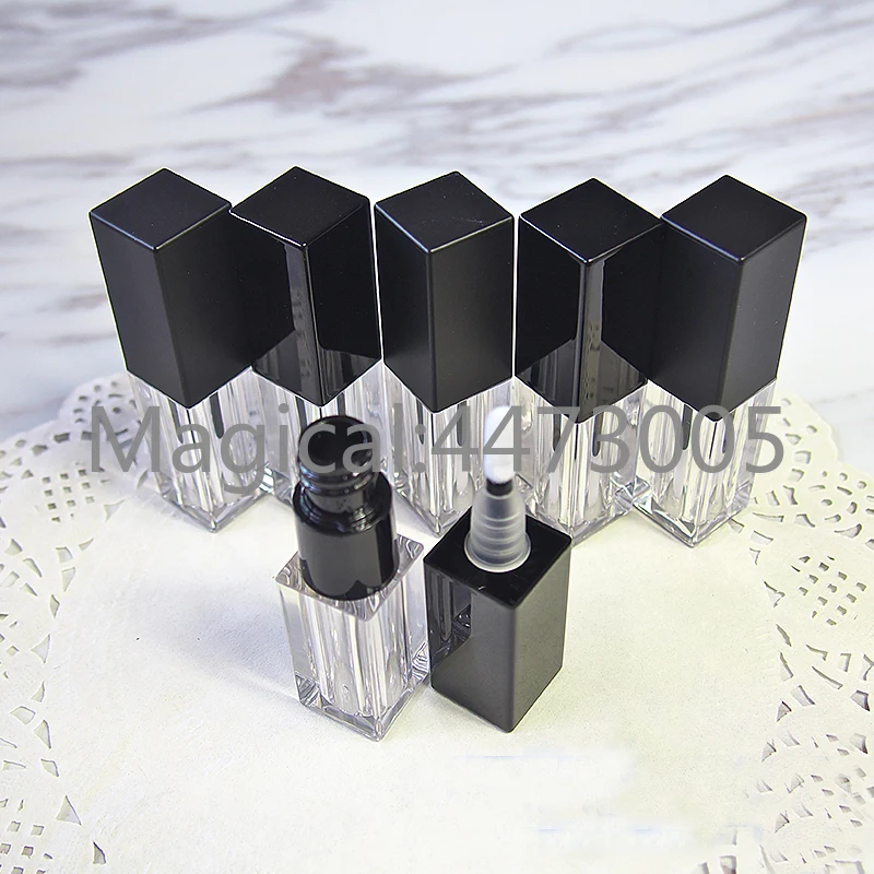 

40pcs/lot 3.5ml DIY Lip Gloss Tube AS Square Clear Lipbalm Bottle with Black Cap Cosmetic Liquid Refillable SubPackage Container