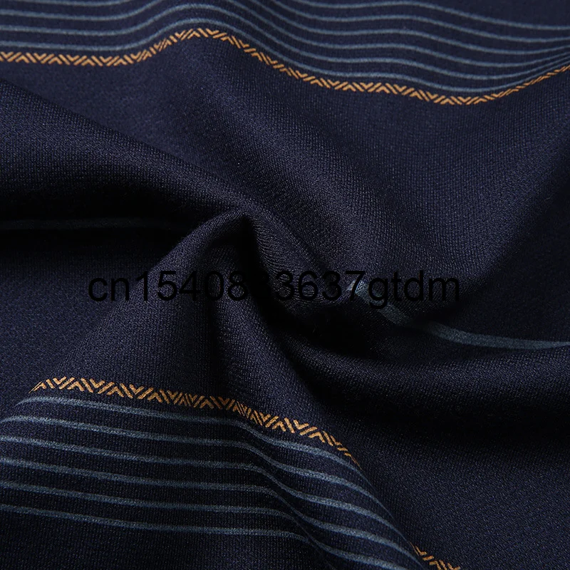 

Fall 2021 new male middle-aged fat man plus fat plus size business casual lapel striped long-sleeved T-shirt