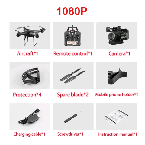 Радиоуправляемый вертолет складной Дрон wifi FPV с камерой ESC 4K HD 1080P Радиоуправляемый Дрон четырехосевой воздушный пульт дистанционного управления Квадрокоптер самолет - Цвет: 1080P Black