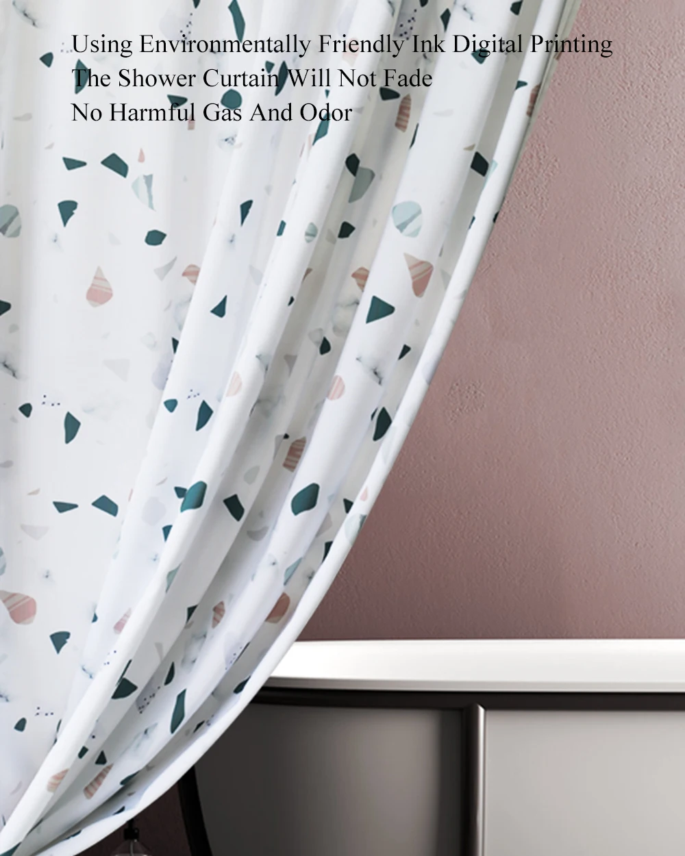 Новый не в утолщенной терраццо печати занавески для душа Ванная комната