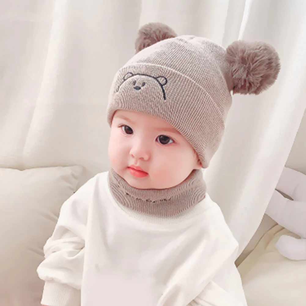 

Kids Girl Solid Knitted Beanies Caps Winter Baby Knitted Hat Solid Color Skin-friendly Beanie Cap for Kids Girls Boys