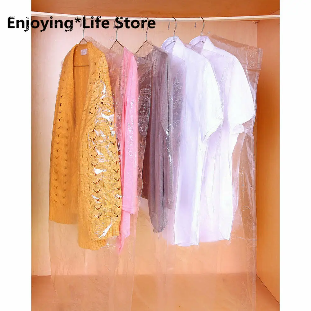 

Pack of 100 Garment Bag Transparent PP Plastic Suit Bag Clothing Dust Cover