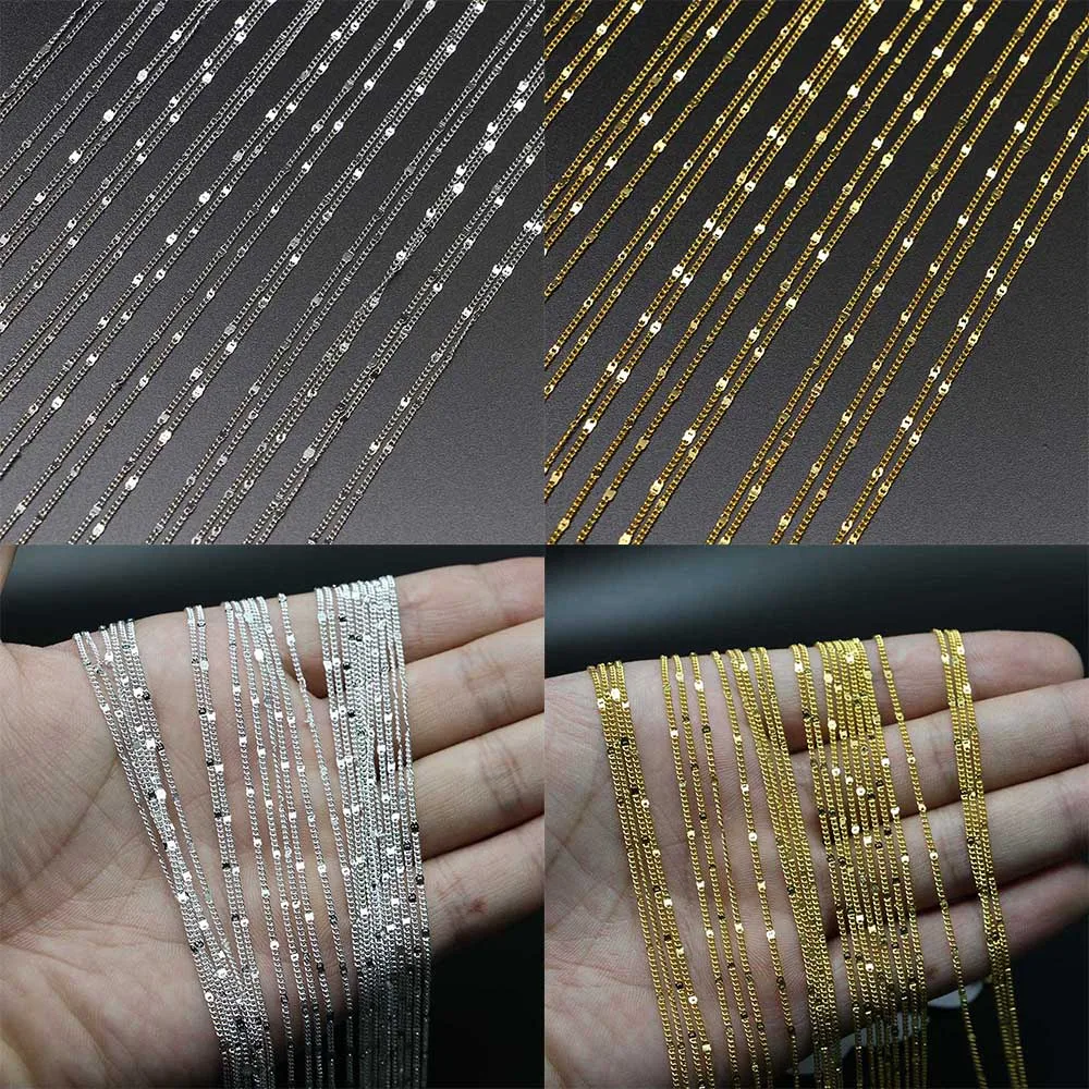 

12Pcs/Pack Metal Curb Chain With Lobster Clasp 40-60Cm Rhodium Gold Choker Chains Link Necklace For Jewelry Making Wholesale