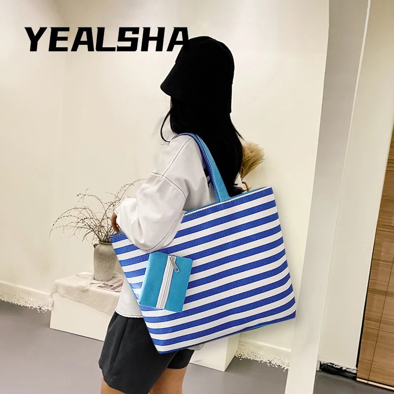 

2021 eco friendly purses bags large capacity women storage bag fashion canvas crossbody bags stripe