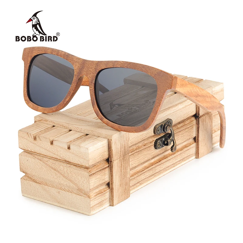 Солнцезащитные очки в деревянной оправе BOBO BIRD для мужчин и женщин
