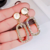 womens earrings korean style aesthetic stud earrings tassel earrings lady oval earrings bling zircon stone statement earrings