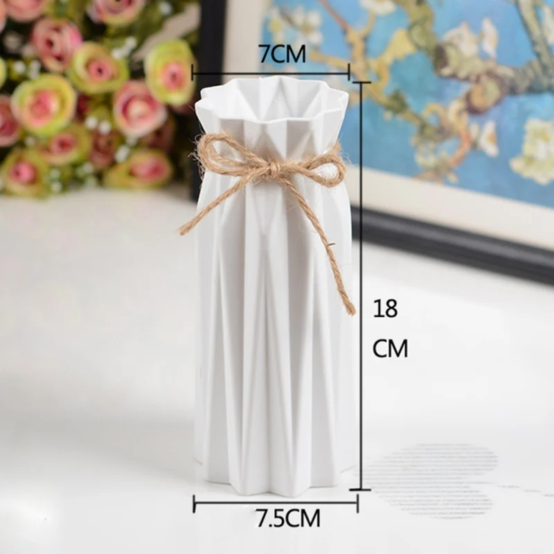 Пластиковая ваза оригами с веревкой белый керамический цветочный горшок