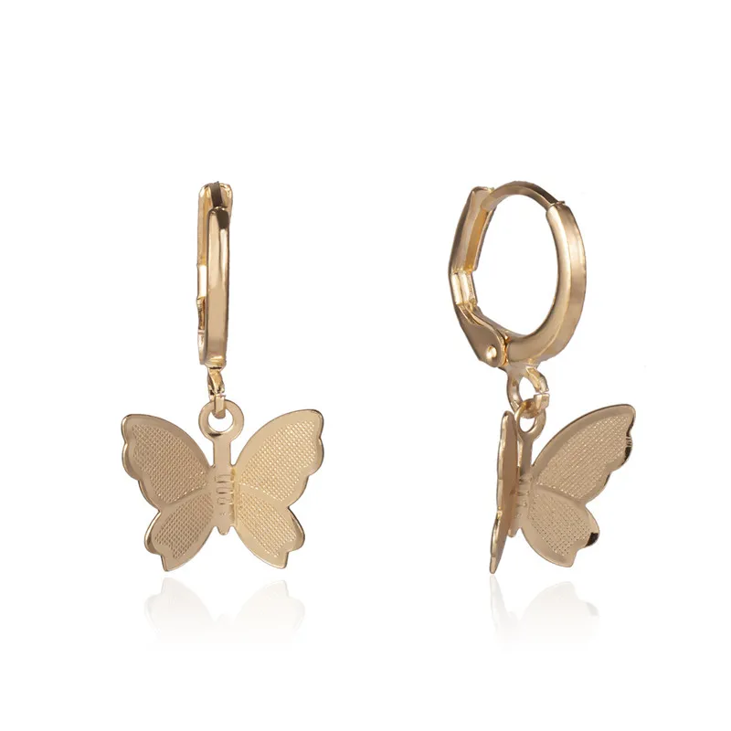 

2020 Lovely Butterfly Drop Earrings For Women Gold Color Hook Dangle Earrings Vintage Insect Huggie Earrings Butterfly Jewelry