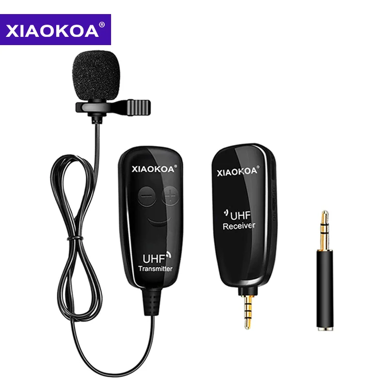 

XIAOKOA UHF Lavalier Lapel Wireless Microphone Recording Vlog Youtube Live Interview for Iphone Ipad PC Android DSLR microphone
