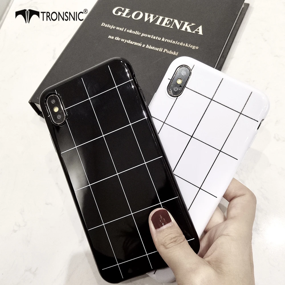 glossy plaid phone case for iphone 11 pro xs max xr soft luxury silicone black white case for iphone 6s 7 8 plus shiny cover hot free global shipping