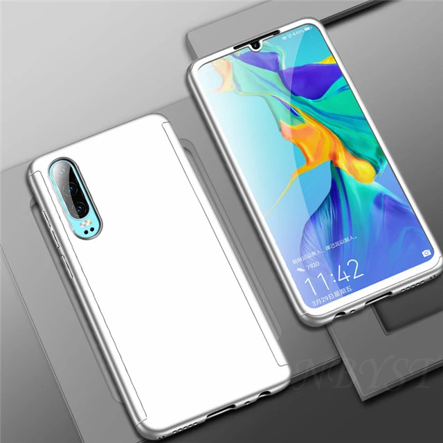 360 полный защитный чехол для телефона для samsung Galaxy A70 A40 A50 A60 A30 A20E A10 M30 M20 M10 A5 A7 A6 A8 A9 A3 чехол - Color: Silver