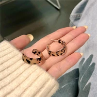 leopard print stud earrings korean for women ins geometric resin circle earrings 2021 new fashion jewelry gifts earrings