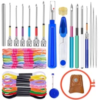 imzay 41pcs punch needle tool kit with embroidery floss embroidery punch needle needle threader and embroidery hoop