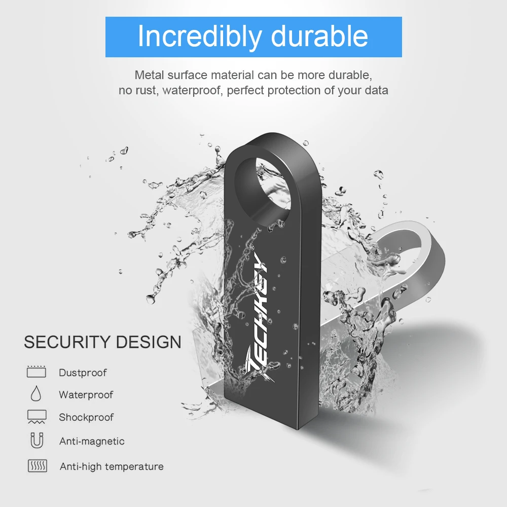 Usb флеш накопитель Techkey Pendrive 4 ГБ 8 16 32 металлический прямоугольник новейший модный