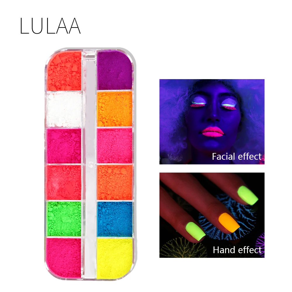 LULAA 12 видов цветов/комплект флуоресцентные неоновые пигмент для ногтей с